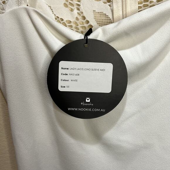 Nookie Lady Lace Long Sleeve Midi - White Size M - Picture 6 of 9